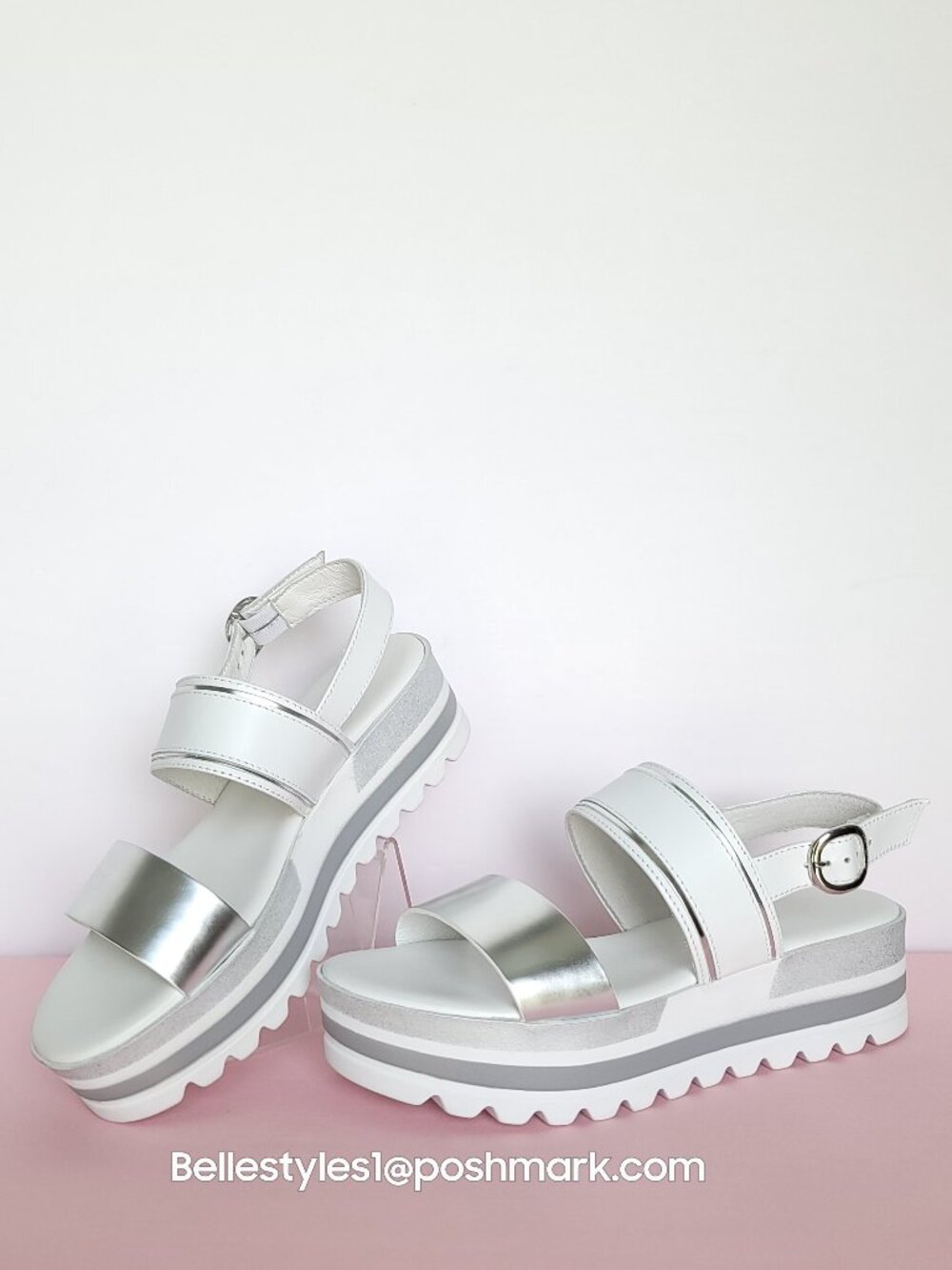 NERO GIARDINI Italian Platform Sport Slingback Sandals -Loira Bianco.Women’s 9B⭐